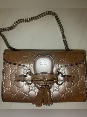 Gucci Emily Chain Flap Bag Guccissima- Rose Gold